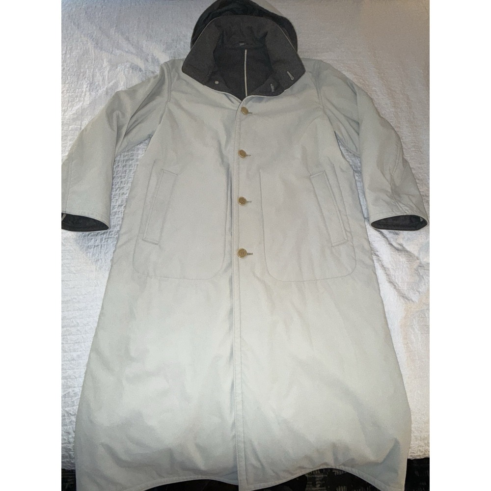 Allegri Italy Men's Rain Trench Hooded Coat Ivory Wool Lining 50 Oversized Coat